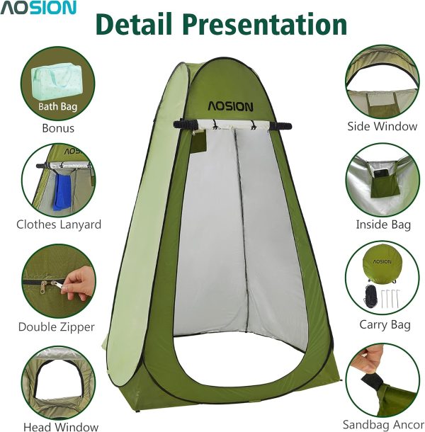 AOSION Privacy Shower Tent,Pop Up Changing Tent,Camp Bathroom Changing - Image 4