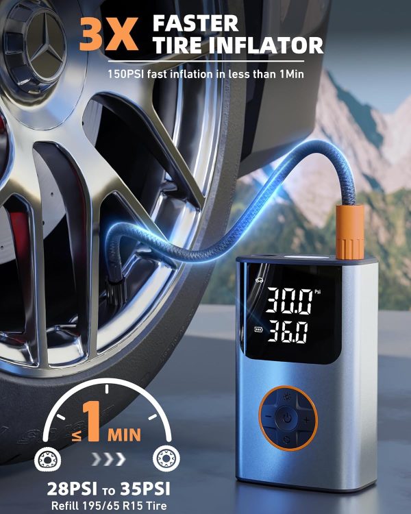 Tire Inflator Portable Air Compressor, Bike Pump, 150PSI Air Pump for Car - Image 2
