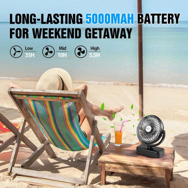 Portable Camping Fan with LED Lantern- 40H Work Time Rechargeable Battery - Image 4