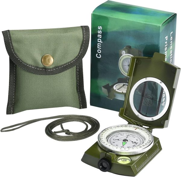 Military Lensatic Sighting Compass Survival with Carrying Bag, Compass for - Image 2