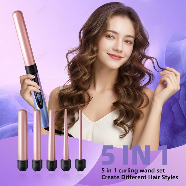 Curling Iron Hair Curler with 5 Interchangeable Barrel Curlings Wand Set - Image 4