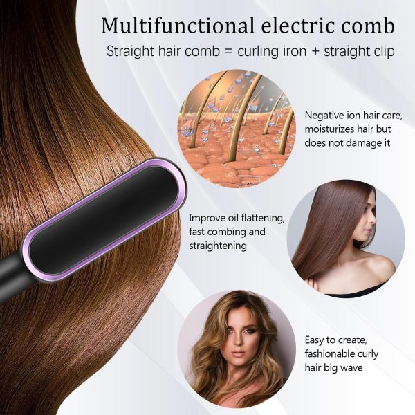 Hair Straightener Brush 30s Fast Heating Anti-Scald,Negative Ion Styling - Image 4