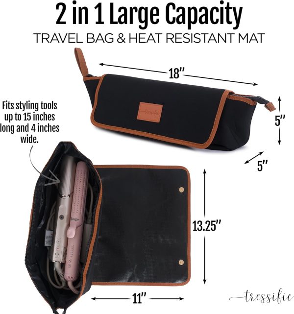 Hair Tools Travel Bag with Heat Resistant Mat, Large Hot Tool Organizer Bag - Image 2
