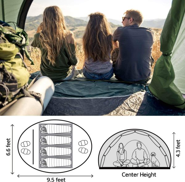 4 Person Easy Pop Up Tent,9.5’X6.6’X52'',Waterproof, Automatic Setup,2 - Image 3