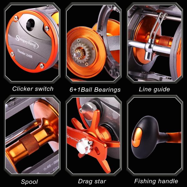 Sougayilang Line Counter Trolling Reel Conventional Level Wind Fishing Reel - Image 5