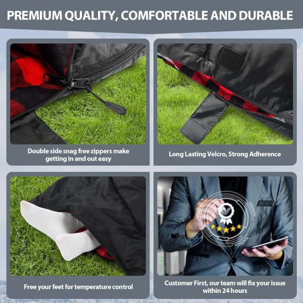 Double Sleeping Bag for Adults Kids Camping, XL Queen Size Sleeping Bag for - Image 4