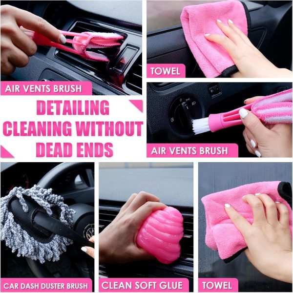 Viewsun 17pcs Car Cleaning Kit, Pink Car Interior Detailing Kit with High - Image 4