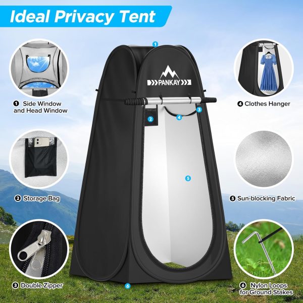 Pankay Camping Toilet with Pop up Privacy Tent, X Large Portable Toilet - Image 4