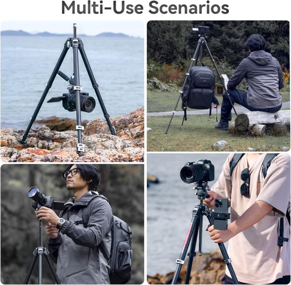 Ulanzi TT09 VideoGo Travel Tripod, 56" Carbon Fiber Camera Tripod with Arca - Image 9