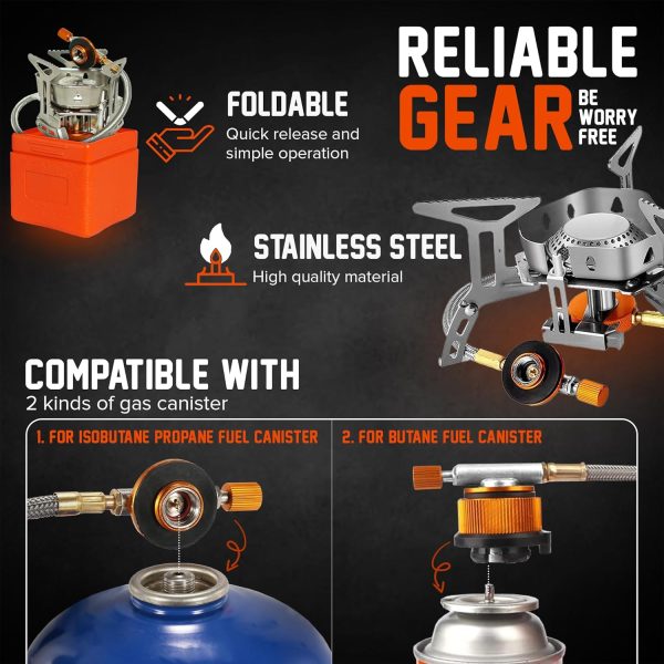 Camping Cookware Mess Kit Set with Stove - Backpacking Camping Pots and - Image 5
