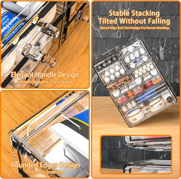 SuoXing 2 Pack Acrylic Counter Makeup Organizer for Vanity,Stackable 6 - Image 3