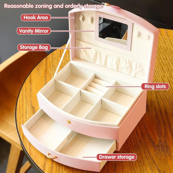 Jewelry Box Organizer with 43 pieces milk brown hair accessories, Pink - Image 7