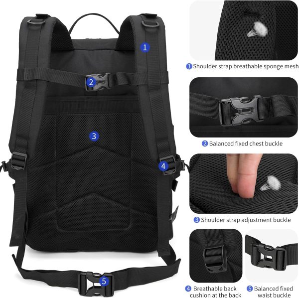 Wotony Tactical Backpack for Men-Military Waterproof Backpack with Multiple - Image 5