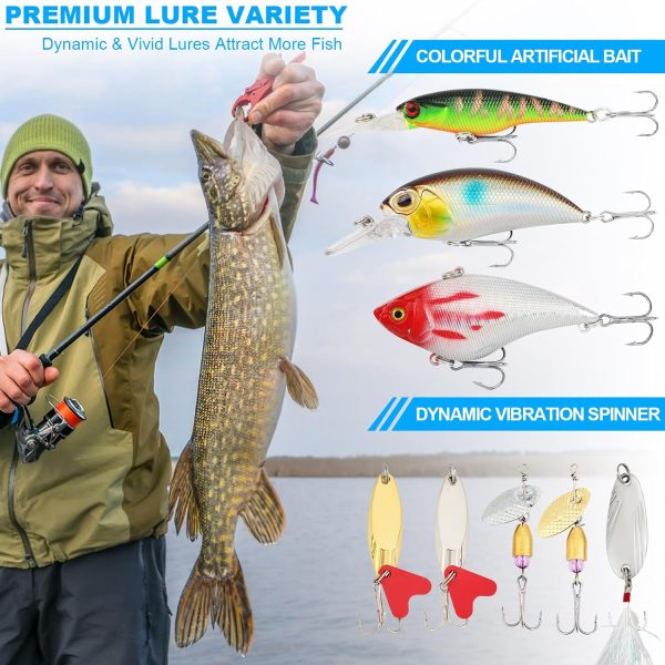 Fishing Lures, 236Pcs Tackle Box with Tackle Included, Crankbaits, Spoon, - Image 3