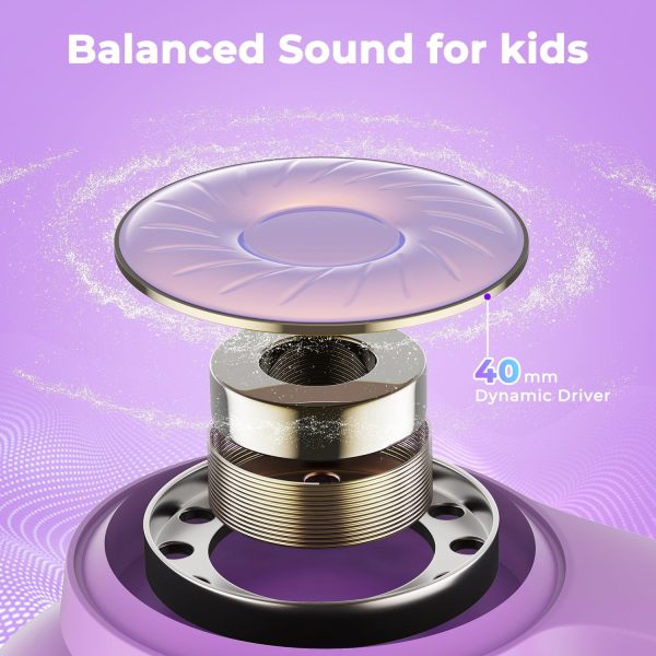 iClever BTH26 Active Noise Cancelling Headphones for Kids, 60H Play Time, - Image 5