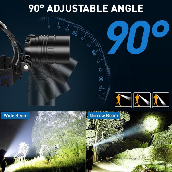 Rechargeable Led Headlamp, 990000 Lumen Super Bright Head Lamp with 3 Modes - Image 4