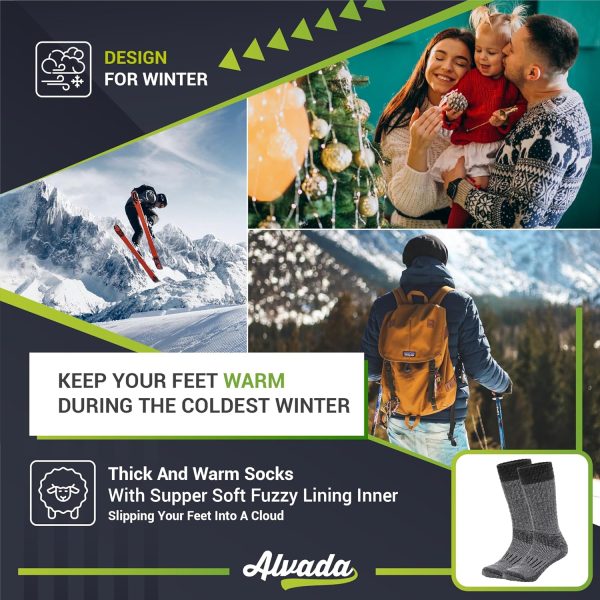 Alvada Warm Thermal Wool Socks for Winter Moisture Wicking and Breathable - Image 6