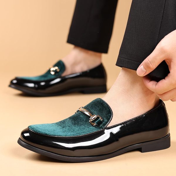 COSIDRAM Men's Casual Shoes Fashion Velvet Patent Leather Loafers Classic - Image 5