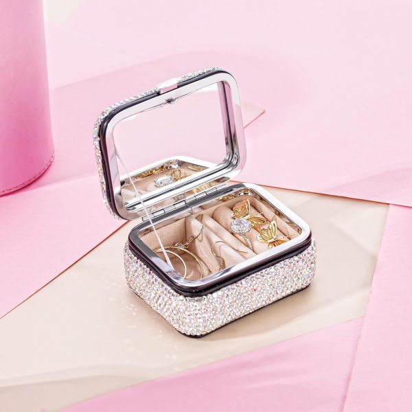 Mini Bling Travel Jewelry Organizer Portable Small Jewelry Storage Box - Image 2