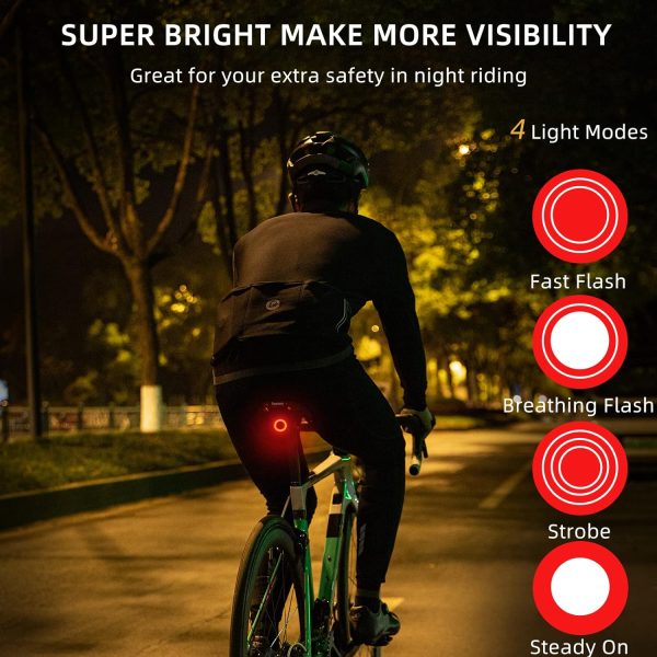 ROCKBROS Bike Tail Light Smart,Brake Sensing Bicycle Rear Lights for Night - Image 4