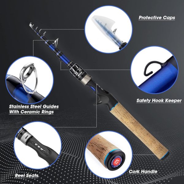 EOW XPEDITE PRO Portable Telescopic Casting and Spinning Fishing Rods, 24T - Image 2