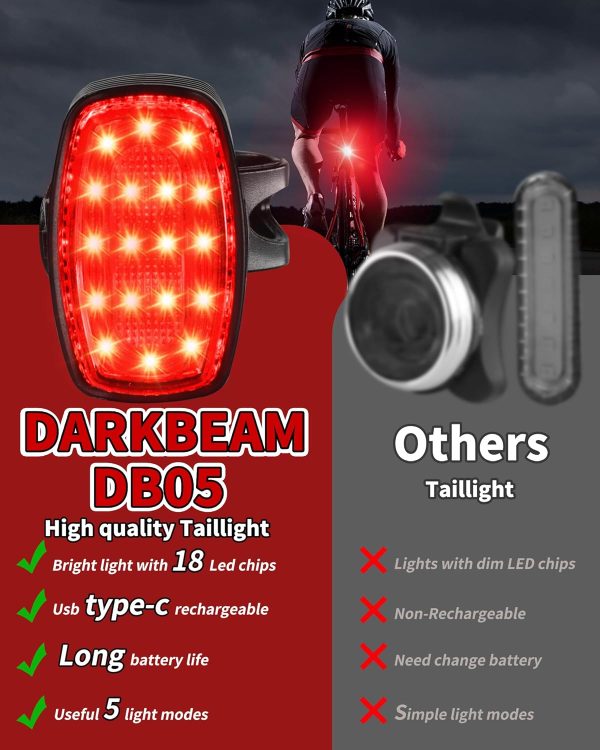 DARKBEAM Bike Headlight Rechargeable USB-C, Bicycle Lights 4000LM Ultra - Image 7