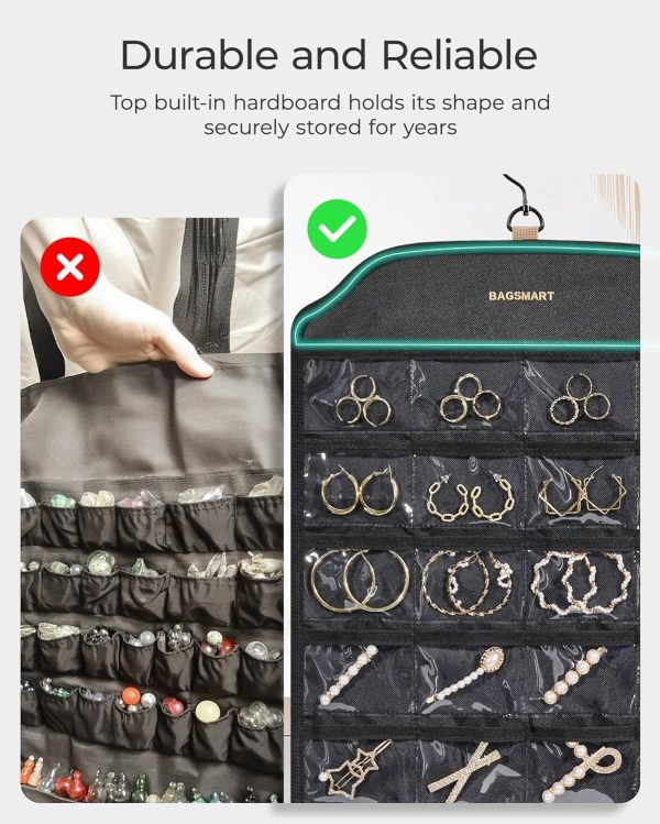 BAGSMART Earring Holder Organizer, Hanging Jewelry Organizer 56 Pocket - Image 4