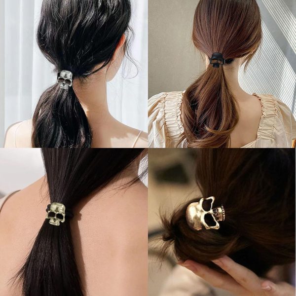 4pcs Metal Skull Hair Ties Hair Scrunchies for Women Girls, Elegant Y2K - Image 7