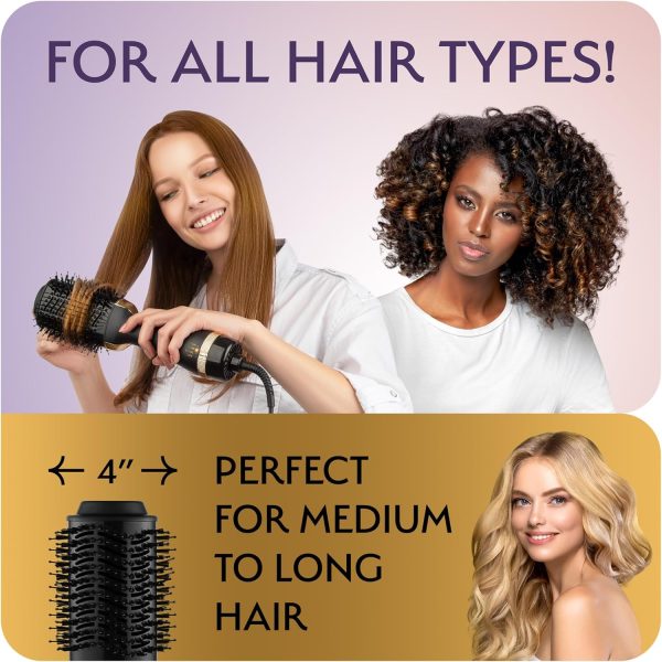 Professional Blowout Hair Dryer Brush, Black Gold Dryer and Volumizer, Hot - Image 3