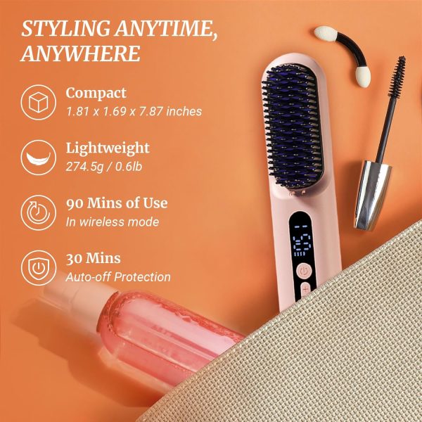 LOWRA ROUGE Hair Straightener Brush, 2 in 1 Negative Ionic Hair - Image 7