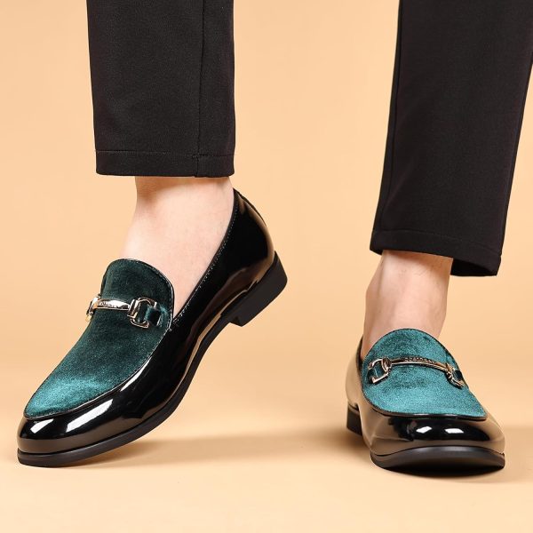 COSIDRAM Men's Casual Shoes Fashion Velvet Patent Leather Loafers Classic - Image 6