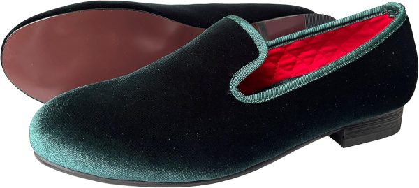 Justar Men's Velvet Loafers Slip-on Dress Shoes with Gold Buckle Penny - Image 6