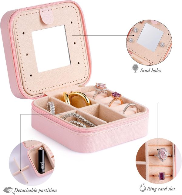 Jewelry Organizer Box, Travel Jewelry Case | Small Ring Earring Necklace - Image 2