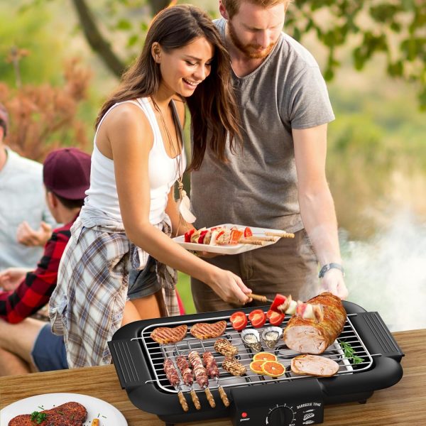 Electric BBQ Grill, Smokeless Non-Stick Indoor/Outdoor Barbecue Grill, - Image 6
