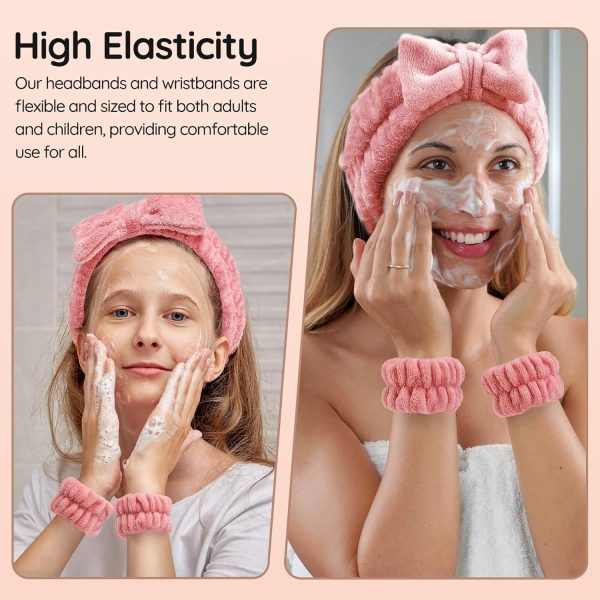 VITEVER 4 Pack Spa Headband for Washing Face with 8 Wristbands, Girl Hair - Image 7