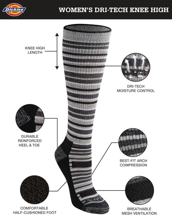 Dickies Women's Dri-tech Essential Moisture Control Crew Socks, Available - Image 2