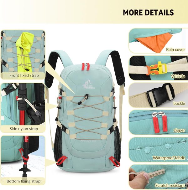 Bseash 40L Waterproof Hiking Backpack with Rain Cover, Outdoor Sport Travel - Image 4