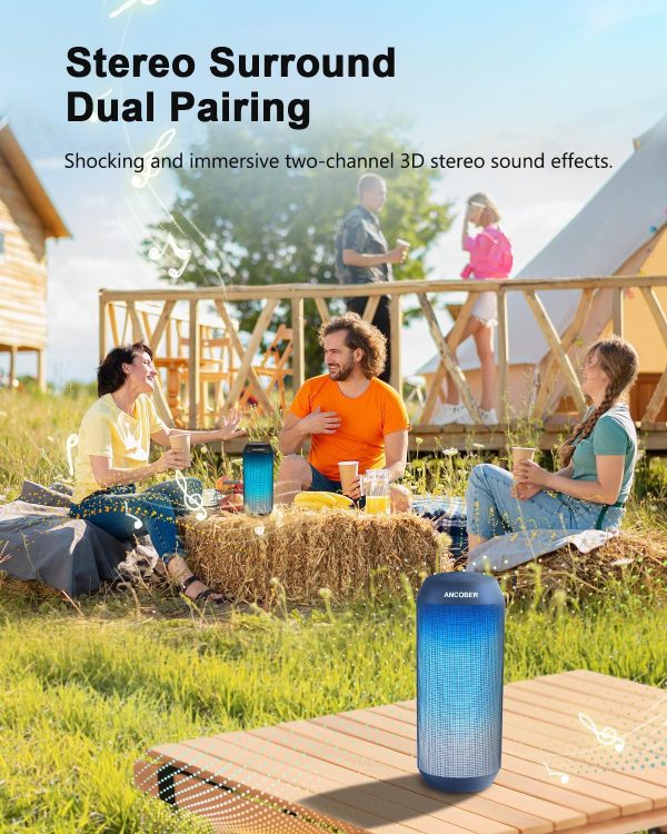 Bluetooth Speaker, Portable Wireless HD Stereo Sound with Cool Lights, IPX4 - Image 5