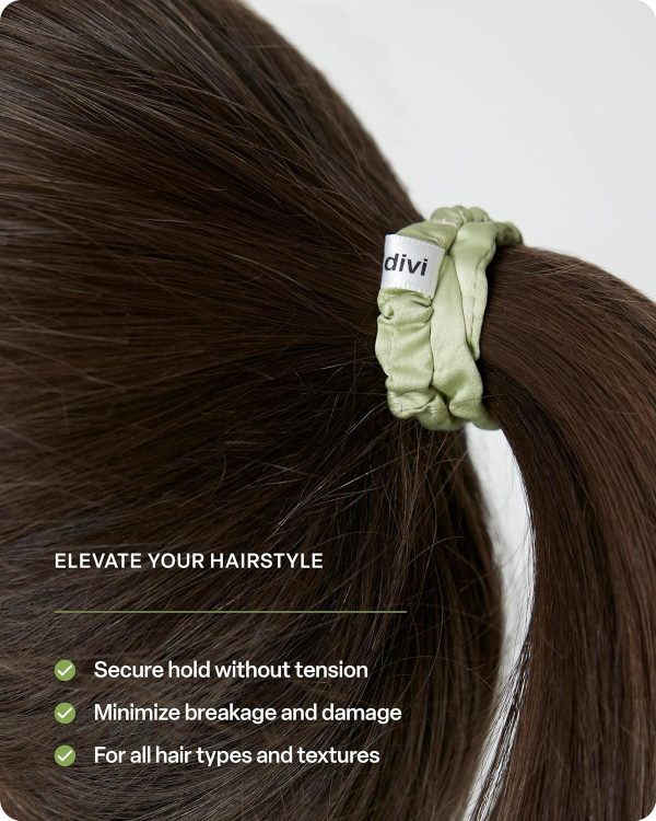 divi Silk Scrunchies - No Damage, No Crease, Thin Satin Scrunchies for Hair - Image 3