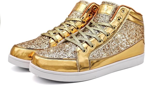 IGxx Glitter Shoes for Men Fashion High Top Casual Sequin Sparkly Sneakers - Image 3