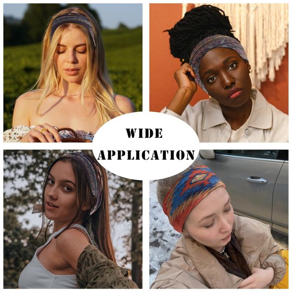 FULZTEY Boho Headbands for Women Wide Knotted Head Bands African Floral - Image 7