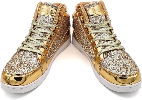 IGxx Glitter Shoes for Men Fashion High Top Casual Sequin Sparkly Sneakers - Image 2