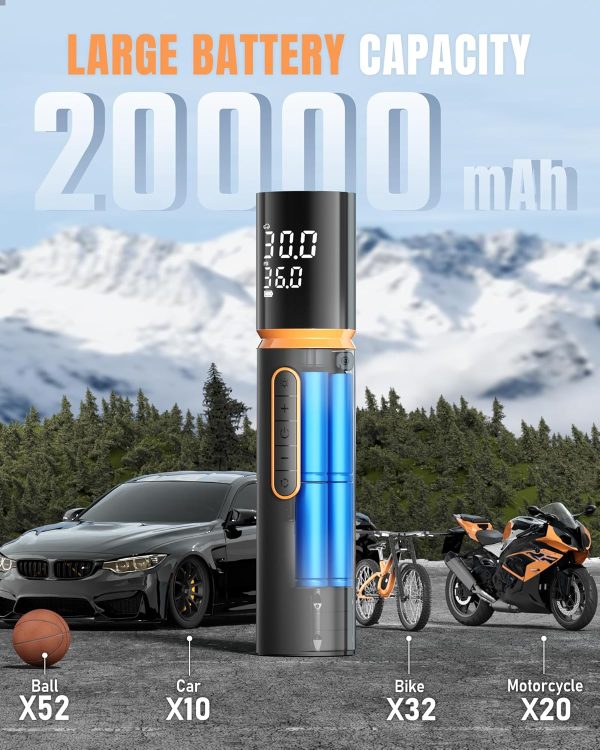 Tire Inflator Portable Air Compressor, Bike Pump, 150PSI Cordless Air - Image 3