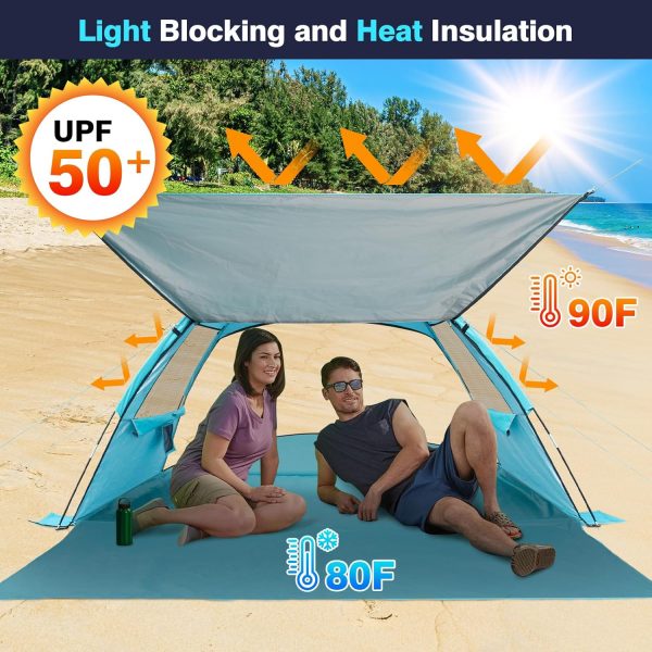 DLUCKY Beach Tent for 1/2/3/4/5/6 Person,Anti-UV Portable Sun Shade - Image 3