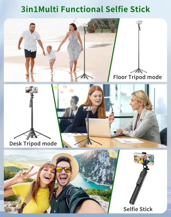 Phone Tripod & Selfie Stick, 71" Phone Stand,Cell Phone Tripod with - Image 6