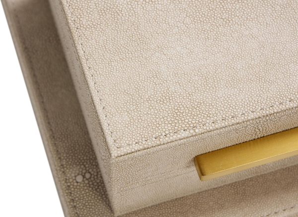 Kingflux Ivory Shagreen Leather Set of 2pcs Decorative Boxes, Storage Boxes - Image 5