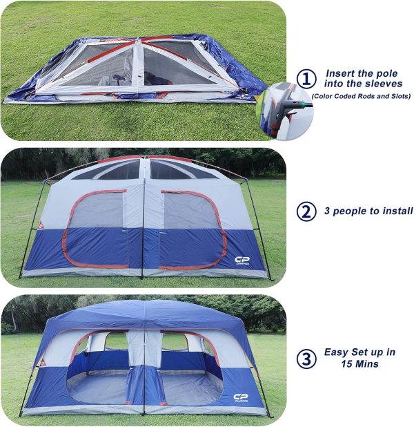 CAMPROS CP Tent 12 Person Camping Tents, 2 Room Weather Resistant Family - Image 6