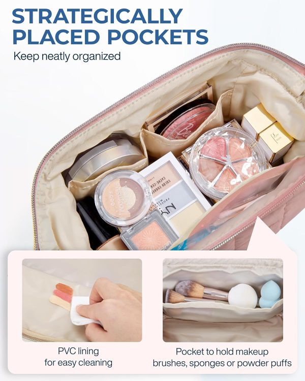 BAGSMART Makeup Bag Travel Toiletry Bag, Puffy Padded Make Up Bags for - Image 3