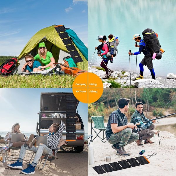 60W Foldable Solar Panel, Portable Solar Charger with USB-C PD3.0 / USB-A - Image 8