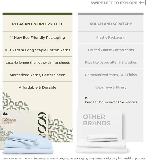 Mayfair Linen 100% Egyptian Cotton Sheets Queen Size - 600 Thread Count - Image 2